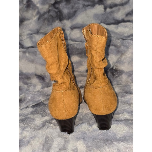 NWB Style & Co PIVIEE Women's Tan Suede Ruched Ankle‎ Boots Block Heel Size 6 - Picture 3 of 7
